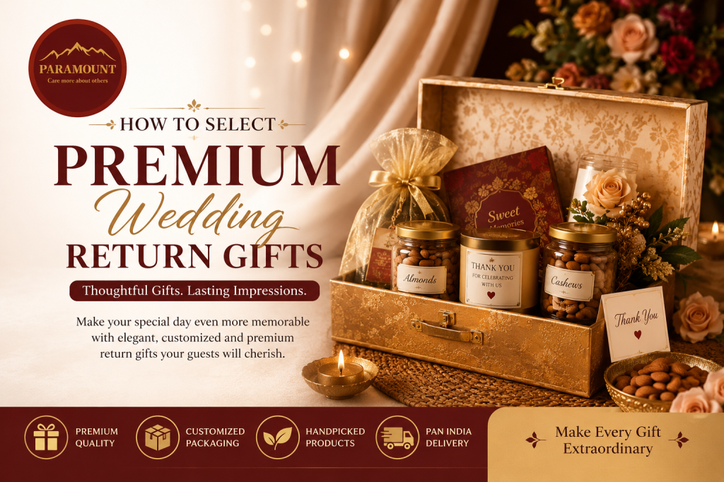 Luxury premium wedding return gift hamper with customized gift boxes by Paramount Hampers