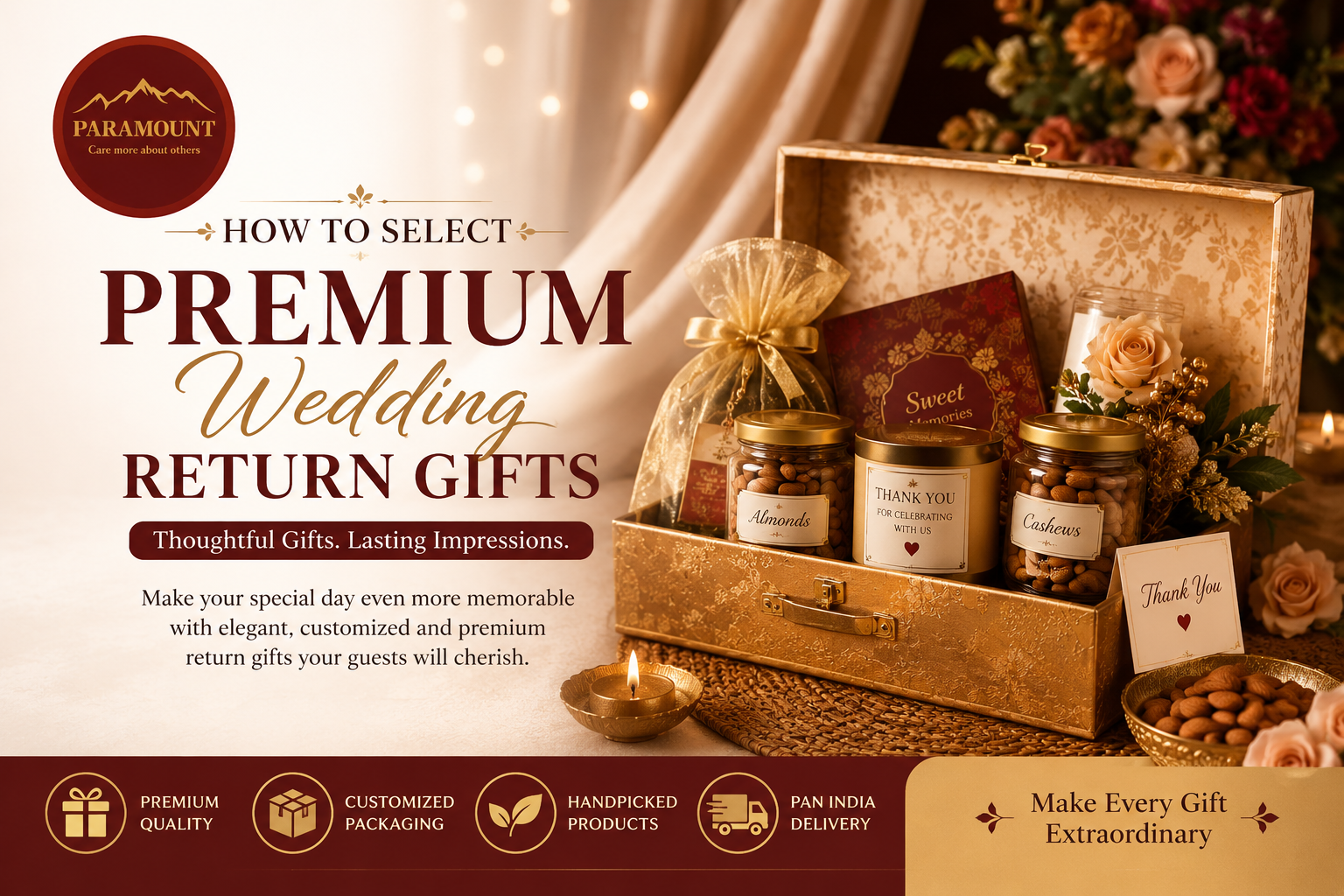 how to select premium wedding return gifts with luxury customized hampers