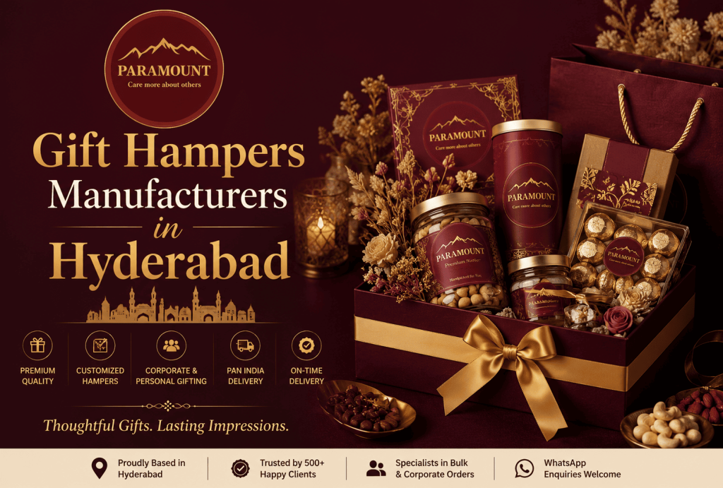 Gift hampers manufacturers in Hyderabad – custom premium hampers by Paramount Hampers