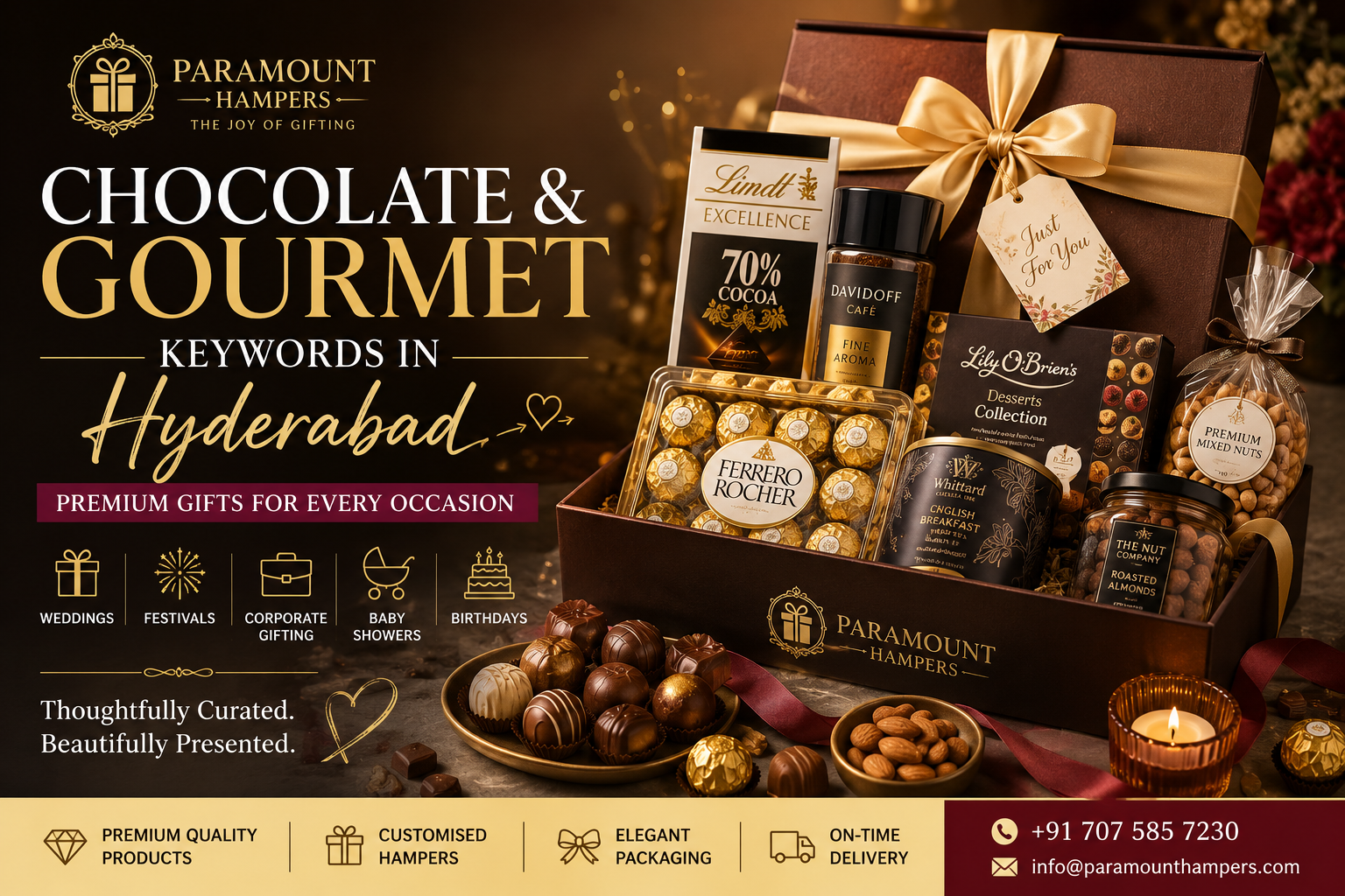 Chocolate & Gourmet Gift Hampers in Hyderabad premium gift hamper by Paramount Hampers