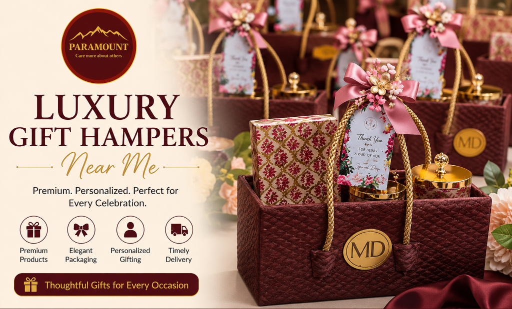 Luxury gift hampers near me by Paramount Hampers featuring premium chocolates, gourmet treats, personalized gifts, and elegant packaging for every celebration.