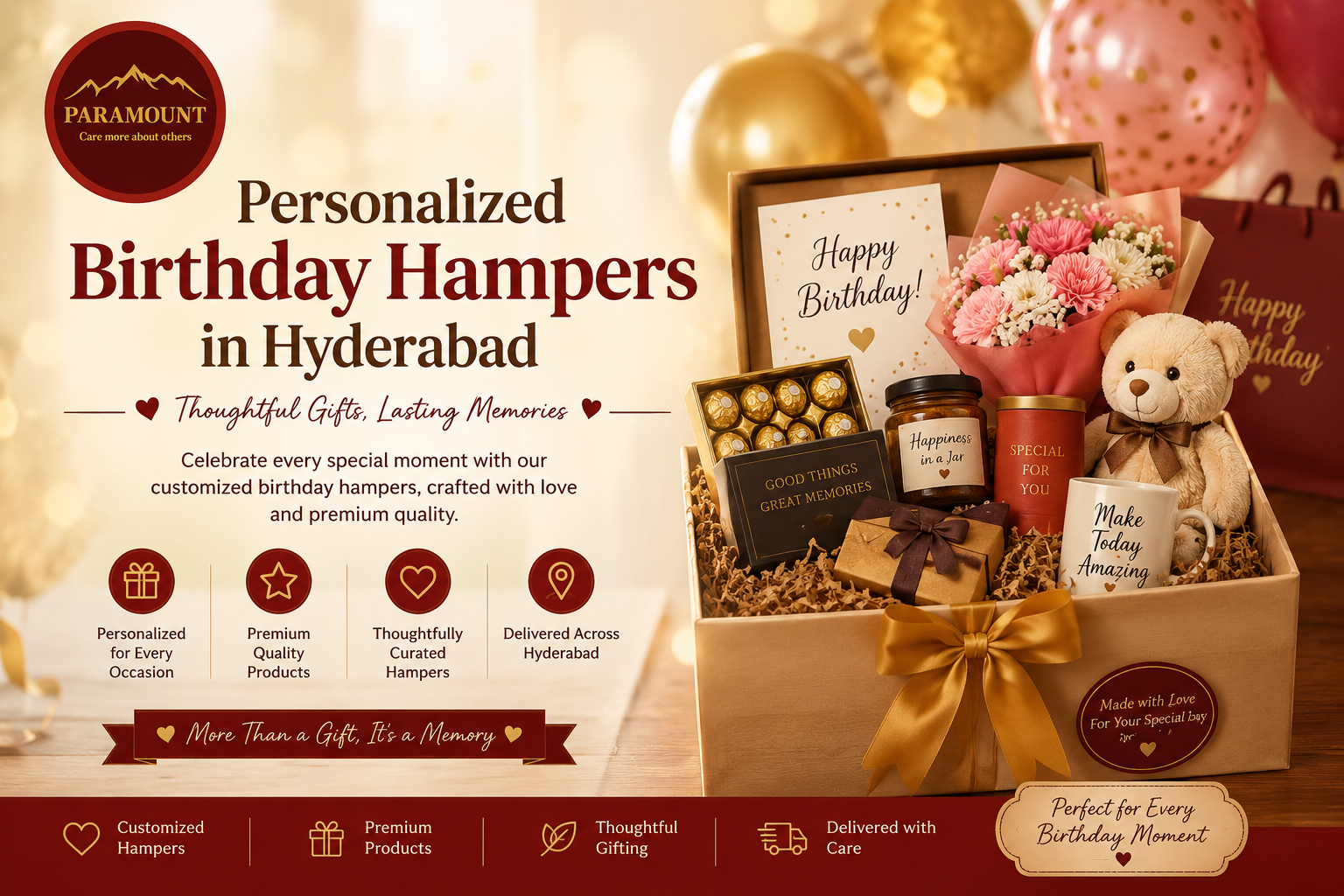 Personalized birthday hampers in Hyderabad with premium customized gifts