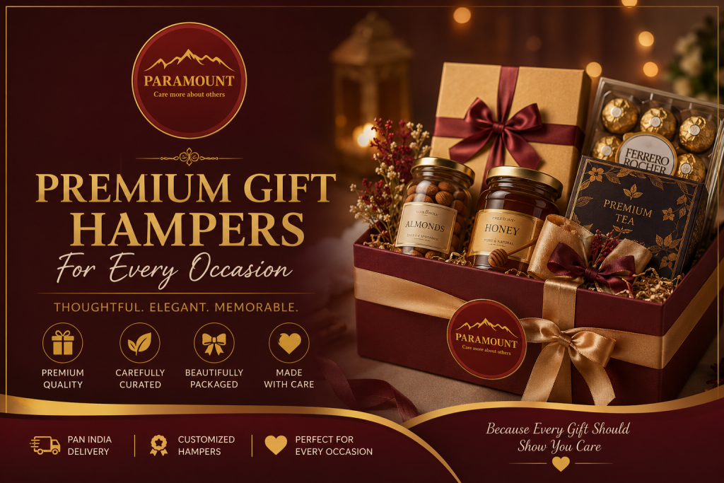 Premium Gift Hampers in Kukatpally by Paramount Hampers featuring customized luxury gift boxes for weddings, festivals, corporate gifting, birthdays, and special occasions.