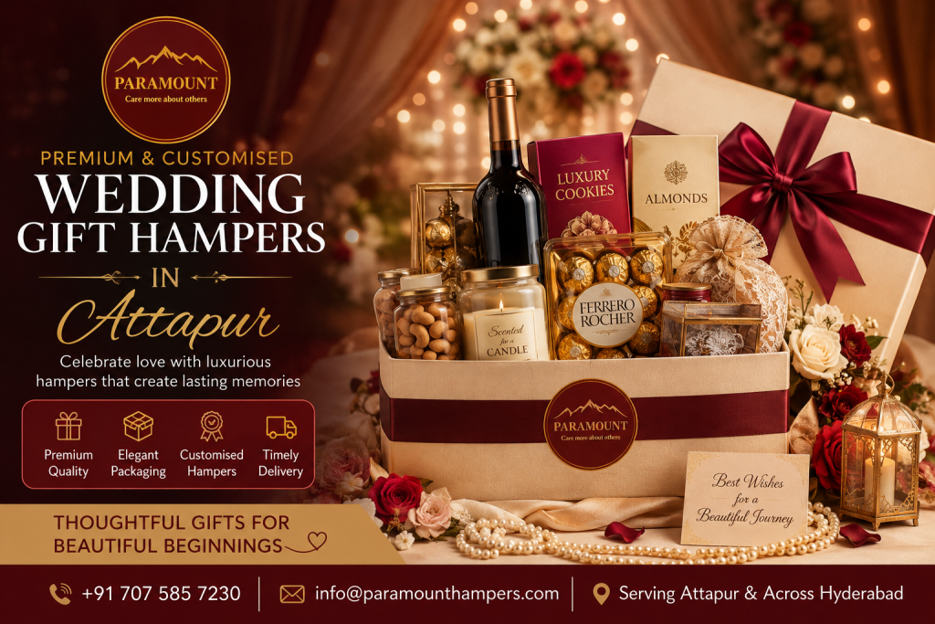 Luxury Wedding Gift Hampers in Attapur with Customized Premium Gift Boxes by Paramount Hampers