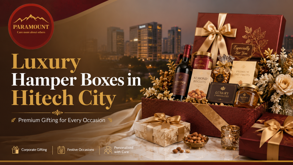 Luxury Hamper Boxes in Hitech City by Paramount Hampers for weddings, corporate gifting, festivals and special occasions