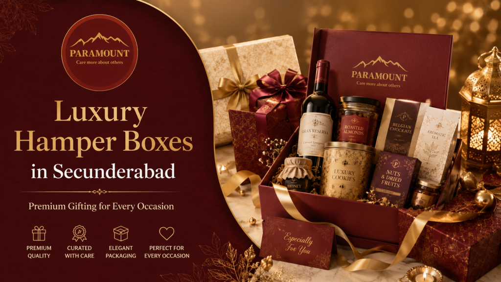 Luxury Hamper Boxes in Secunderabad by Paramount Hampers for weddings, corporate gifting, festivals, and special occasions