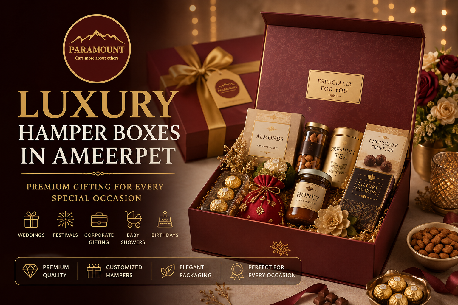 Luxury Hamper Boxes in Ameerpet by Paramount Hampers for premium gifting