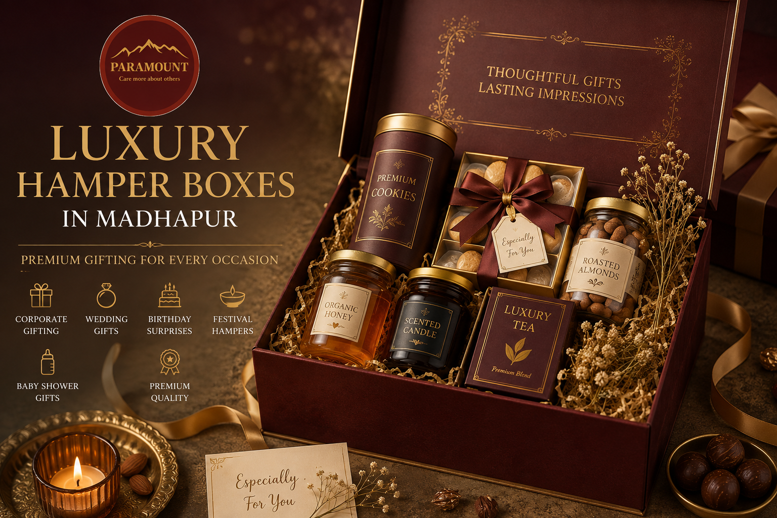 Luxury Hamper Boxes in Madhapur by Paramount Hampers for corporate gifting, weddings, birthdays and special occasions