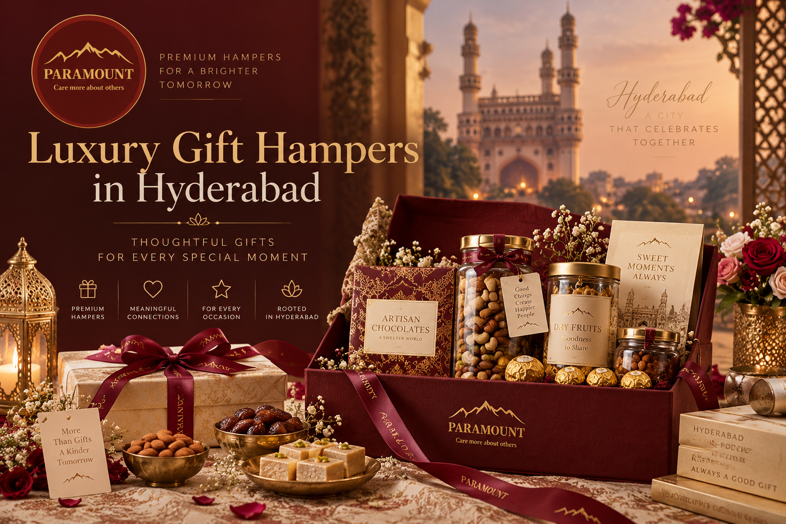 Luxury Gift Hampers in Hyderabad with premium dry fruits, chocolates, gourmet treats and elegant gift packaging