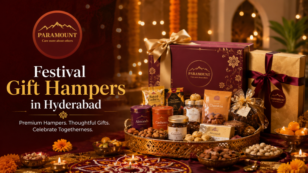 Festival Gift Hampers in Hyderabad with premium dry fruits, sweets, chocolates and elegant festive packaging